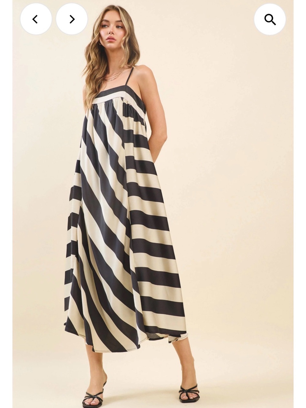TCEC Black and Cream Flowy Striped Maxi Dress Sz S